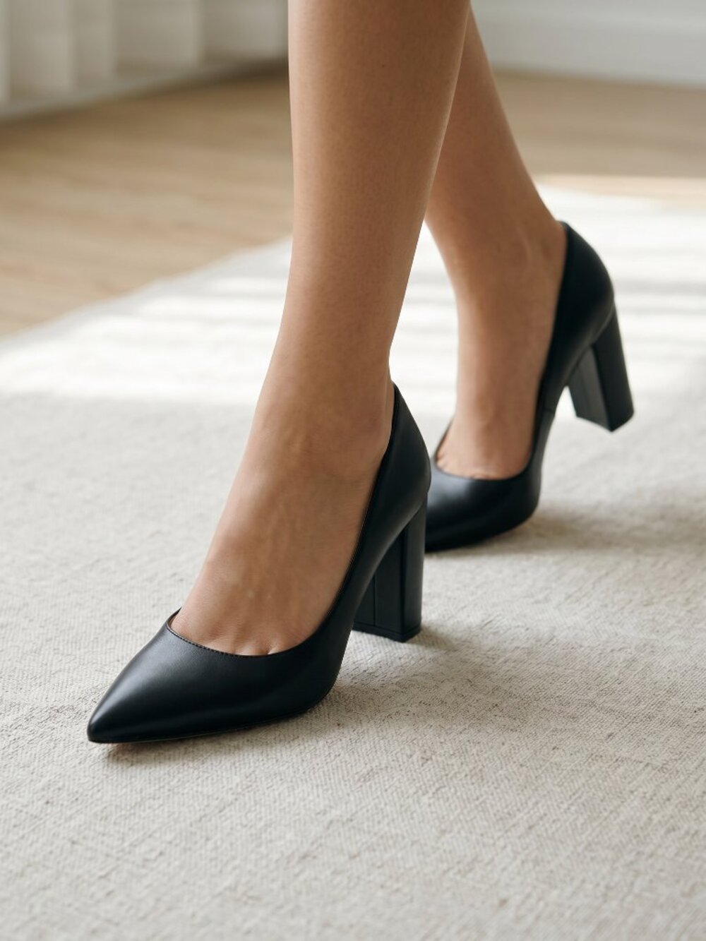 Marc Fisher Black Pointed Toe Block Heel Pumps